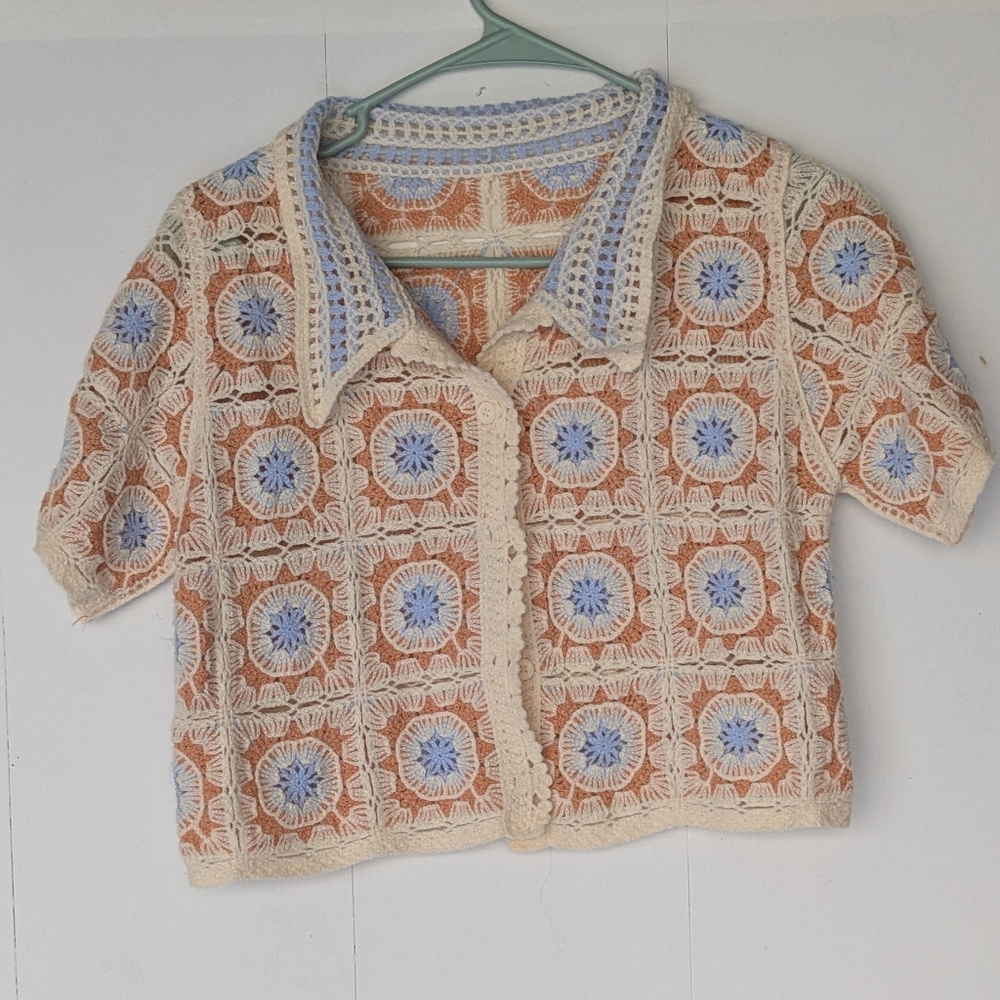 Crochet Short Sleeve Cardigan
